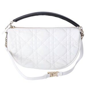 Christian Dior VIBE Hobo Bag Medium Shoulder Bag White Black Lambskin
